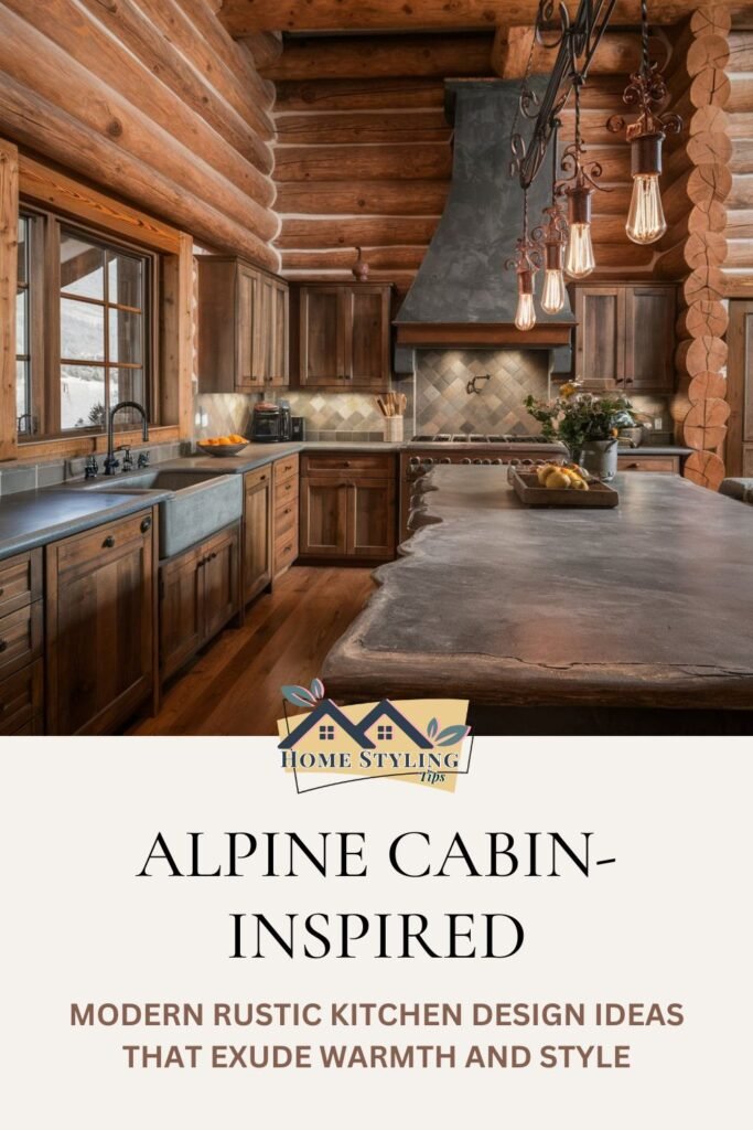 Alpine Cabin-Inspired- Modern Rustic Kitchen Design Ideas That Exude Warmth and Style