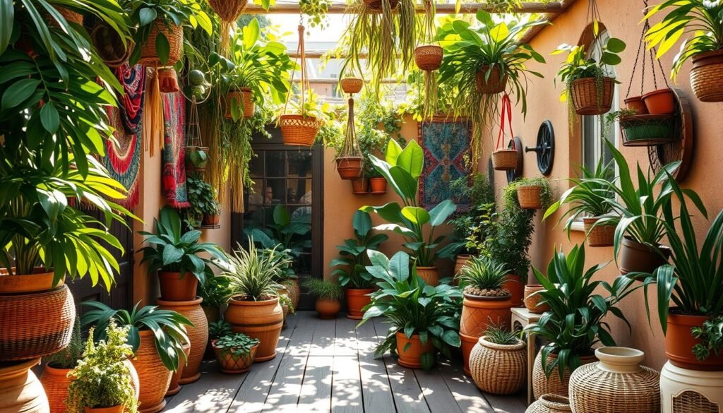 Boho patio plants