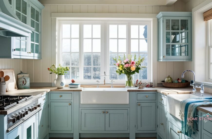 How to Style a Coastal Kitchen with Light Blue Accents for Spring Feature image