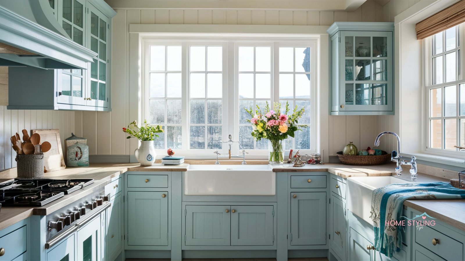 How to Style a Coastal Kitchen with Light Blue Accents for Spring Feature image