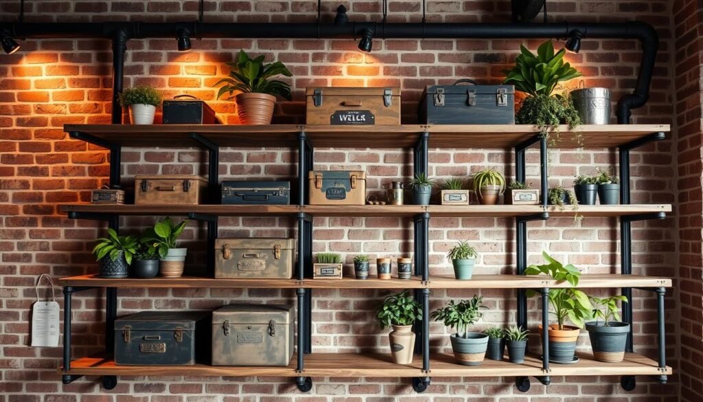 Industrial-style shelving and storage units