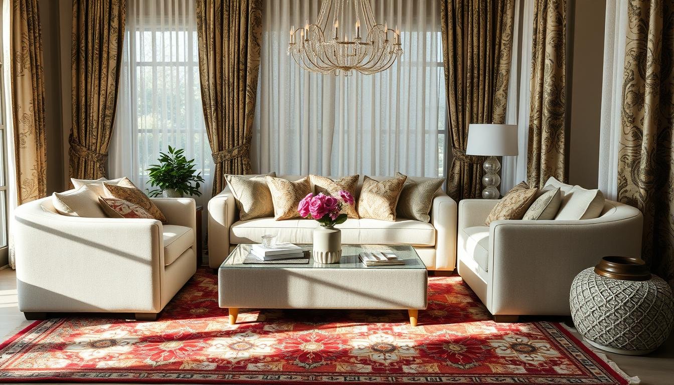 combine patterns - How to Combine Textile Patterns in Rugs, Cushions, and Drapes