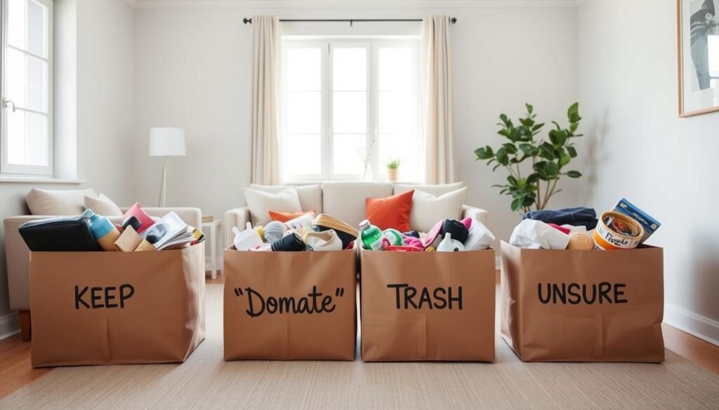 four-box decluttering method