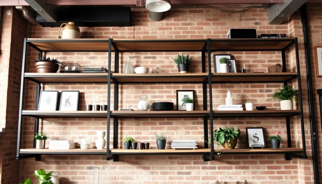 industrial open shelves