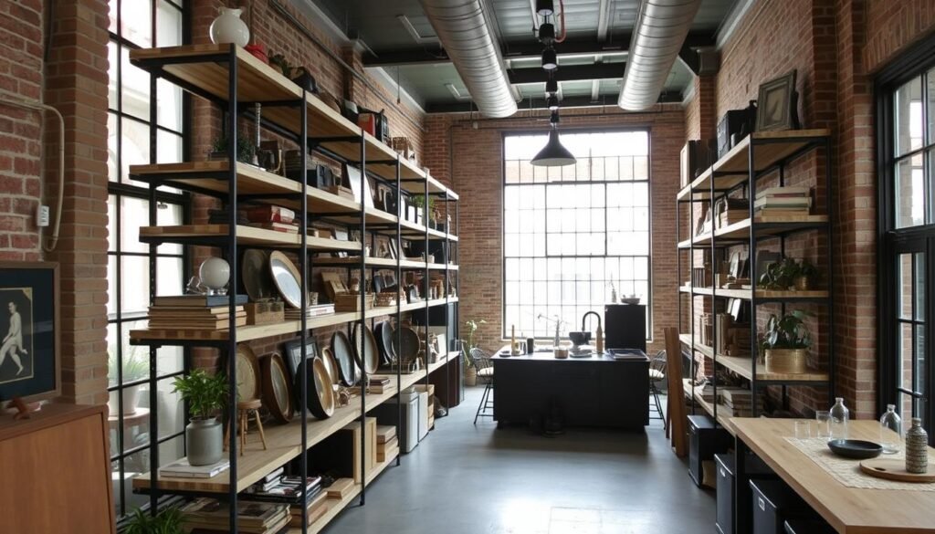 industrial open shelving