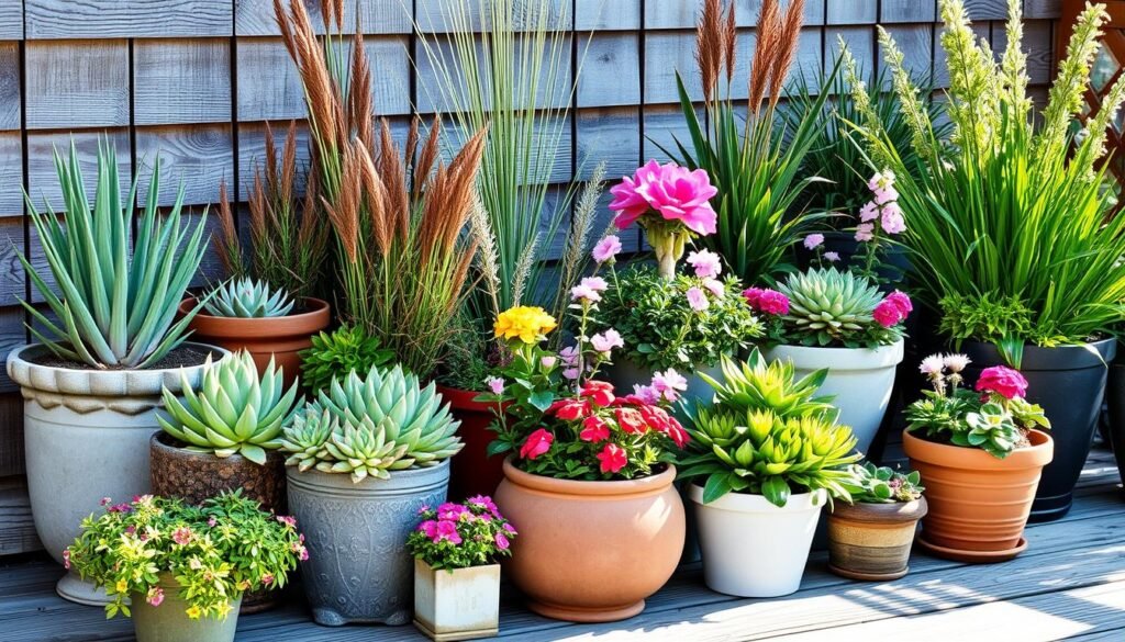 low-maintenance container plants