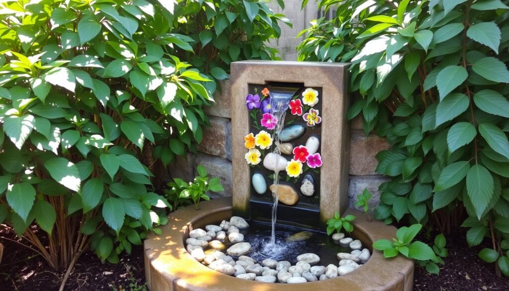 small garden bubbling fountains