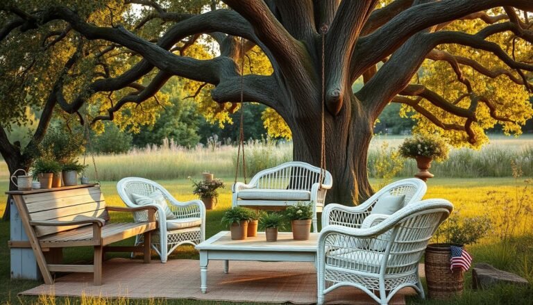 Steps to Design a Farmhouse-Inspired Outdoor Space - Farmhouse Outdoor Seating Made From Natural Materials