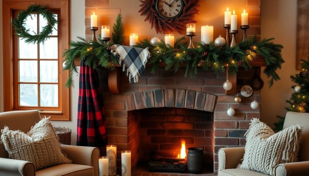 winter fireplace decor