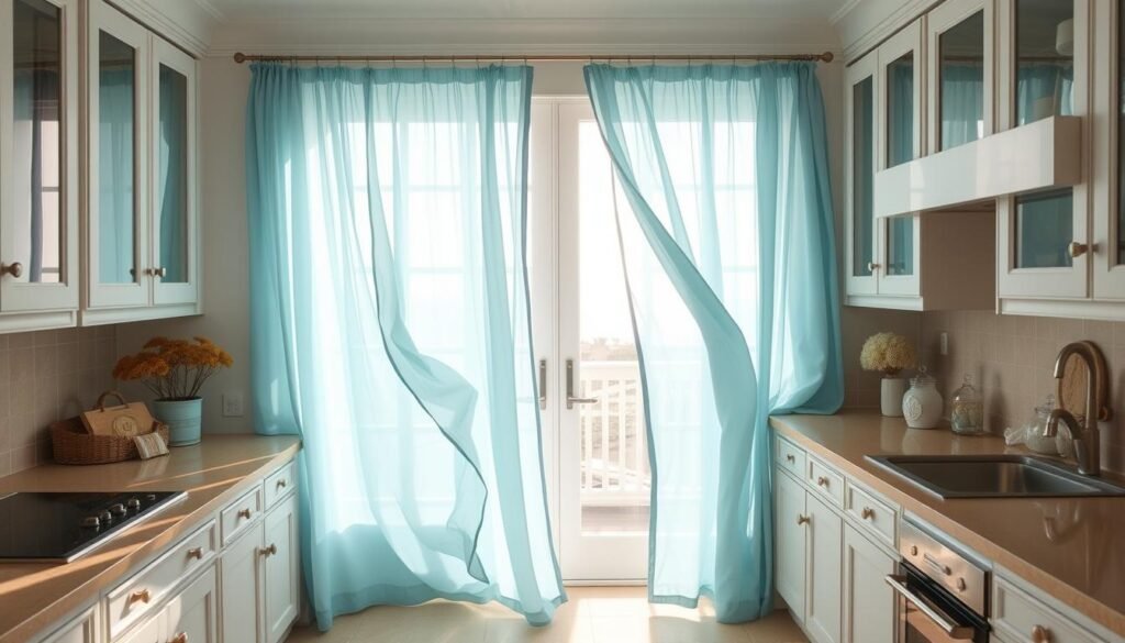 light blue curtains